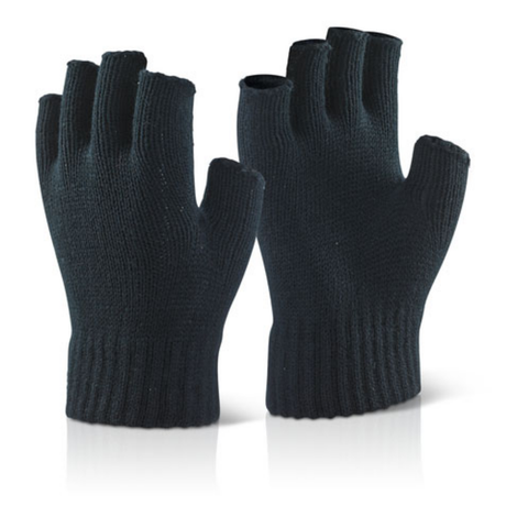 Beeswift Fingerless Mitts Black Acrylic Knit Light Duty Work Gloves