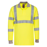 Flame, Arc Resistant Anti-Static Hi-Vis Long Sleeve Polo Shirt