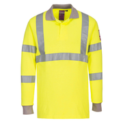 Flame, Arc Resistant Anti-Static Hi-Vis Long Sleeve Polo Shirt