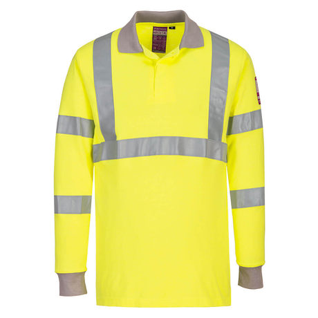 Flame, Arc Resistant Anti-Static Hi-Vis Long Sleeve Polo Shirt