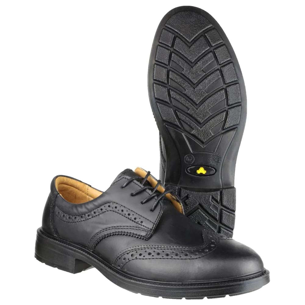 Amblers Safety FS44 S1P SRC Black Leather Brogue Safety Shoe Steel Toe