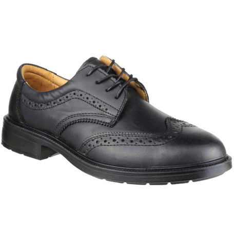 Executive Black Leather Upper Brogue Full Safety Shoe Steel Midsole