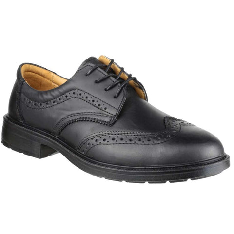 Executive Black Leather Upper Brogue Full Safety Shoe Steel Midsole
