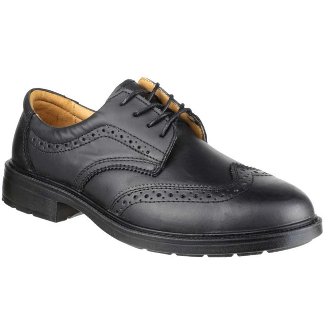 Executive Black Leather Upper Brogue Full Safety Shoe Steel Midsole