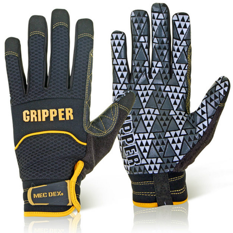 MecDex Rough Gripper Mechanics Gloves Black Synthetic Leather Work Gloves