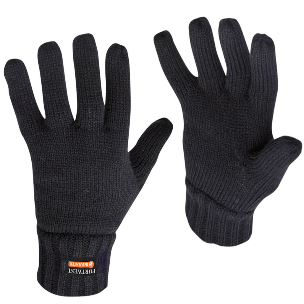 Portwest GL13 Knit Glove Insulatex Lined Winter Work Gloves Black