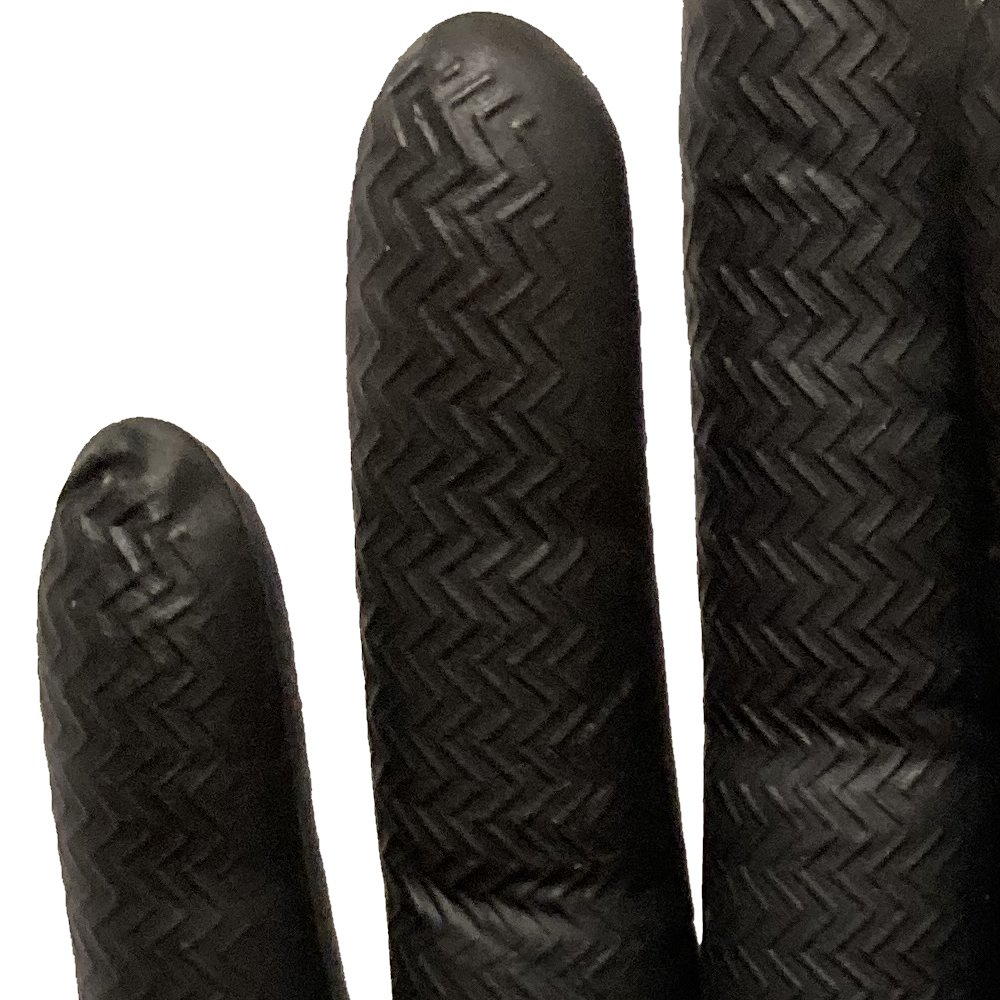 Beeswift Glovezilla Nitrile Disposable Gloves Black Gripper Textured