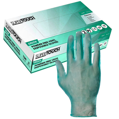 Supertouch Powderfree Green Vinyl Gloves Latex-Free Disposable Work Gloves