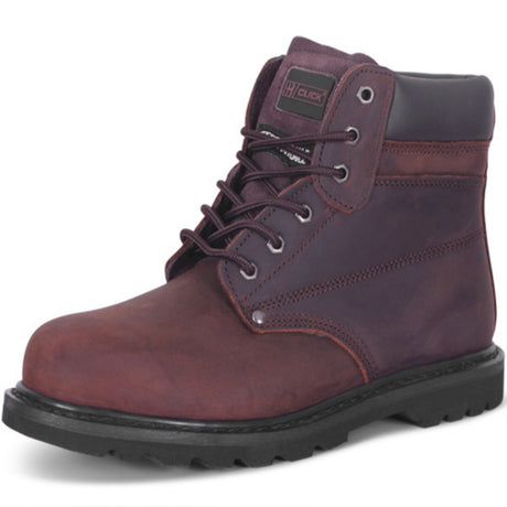 Click Safety Work Boots Classic Style Ankle Brown Leather SBP