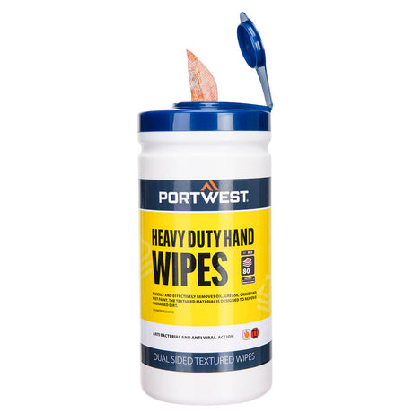 Portwest IW30 Heavy Duty Cleaning Wipes Orange Industrial Hand Wipes