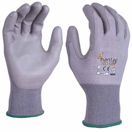 Hantex HX3-Lite Cut Level B Work Gloves Lightweight 18 Gauge PU Palm