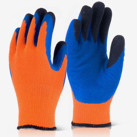 High-Visibility Thermal Latex Grip Glove Cold Weather Work Protection