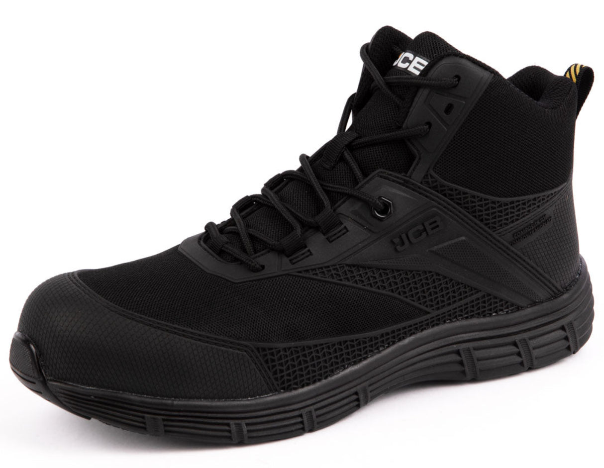 Black high-top sneaker on a white background