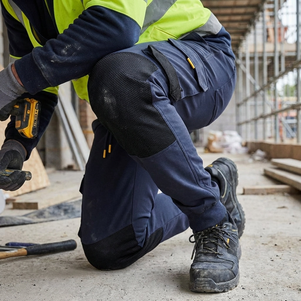 JCB Stretch Work Joggers Navy Blue 4-Way Flex Cargo Work Trousers