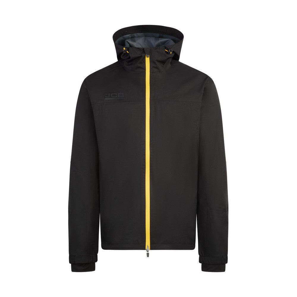 JCB Waterproof Jacket Black Unisex Taped Seam Rain Jacket For Work