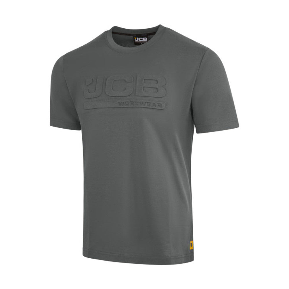 JCB Workwear T-Shirt Grey 3D Embossed Logo Unisex Work T-Shirt