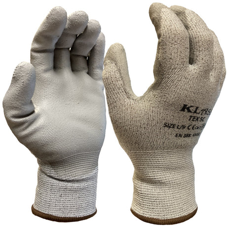Klass TEK 5C Cut Level C Gloves PU Palm Coated Safety Work Gloves