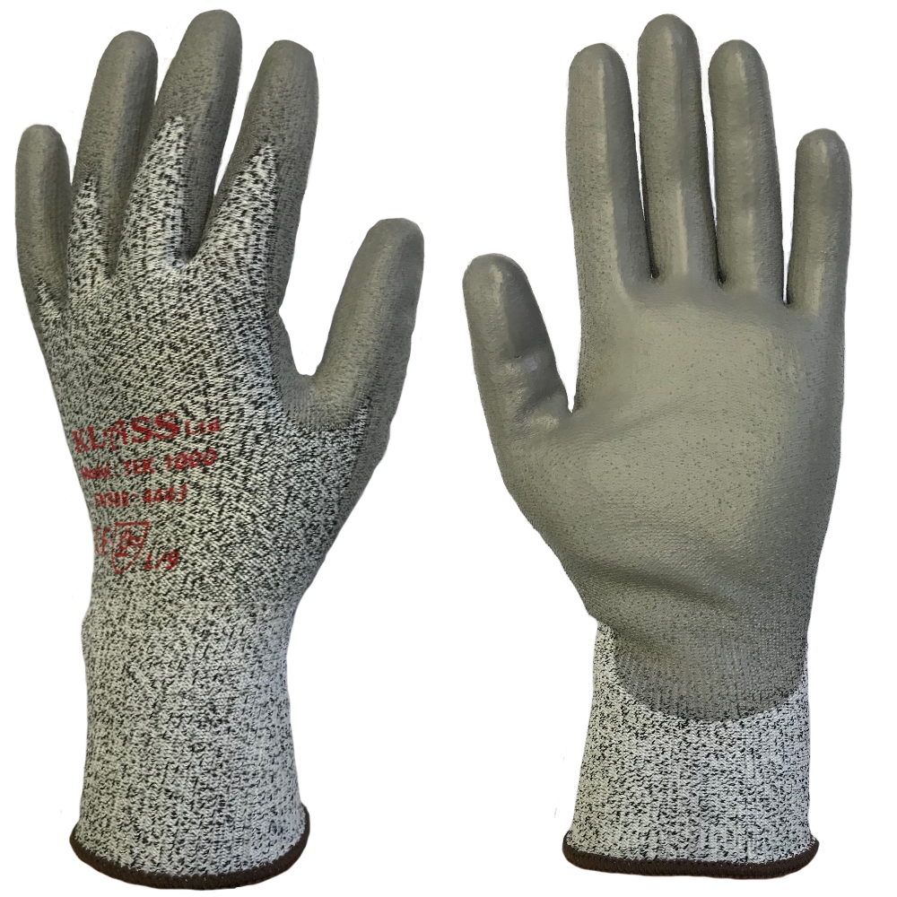 Klass TEK1000 Cut Resistant Gloves Level D Tsunooga PU Palm Work Gloves