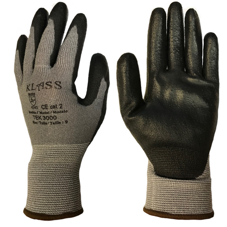Klass Tek 3000 Cut Resistant Gloves Level B HPPE Grey PU Palm