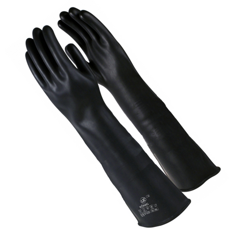 König 60cm Chemical Resistant Gauntlets Black Extra-Heavyweight Rubber