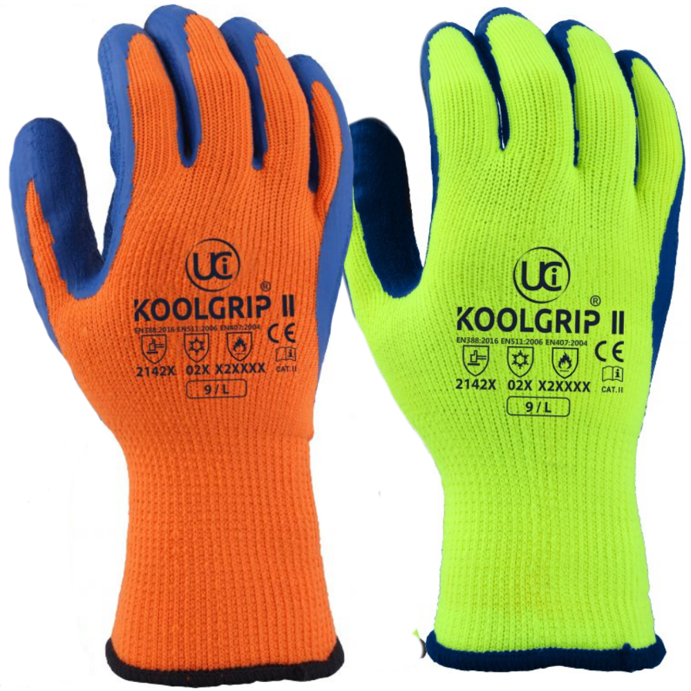UCi KOOLgrip Heat and Cold Resistant High Vis Latex Coated Safety Gloves