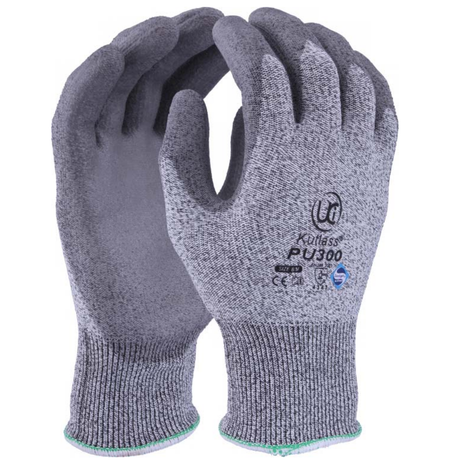 Kutlass PU300 Cut Resistant Gloves Level B HPPE Palm Coated Work Gloves