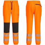 Portwest Hi Vis Jogger Trousers Orange Flexi Stretch Work Trousers