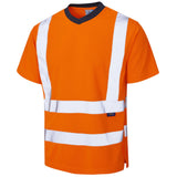 Leo Workwear Braunton T02 Hi Vis T-Shirt Class 2 Railway Orange or Yellow