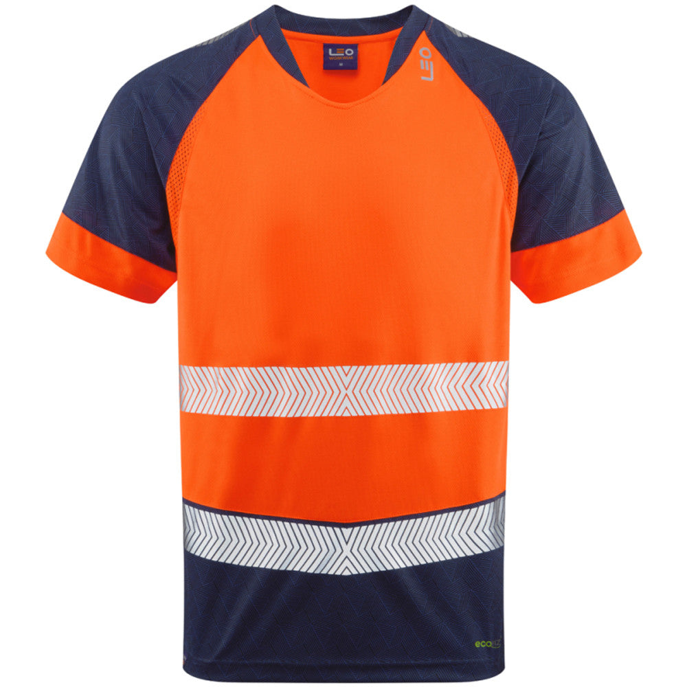 Leo Forda Hi-Vis T-Shirt EcoViz Class 1 Orange or Yellow Navy