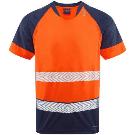 Leo Forda Hi-Vis T-Shirt EcoViz Class 1 Orange or Yellow Navy