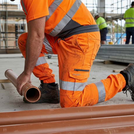 Leo Hawkridge Hi-Vis 4X Stretch Trousers EcoViz Railway Orange