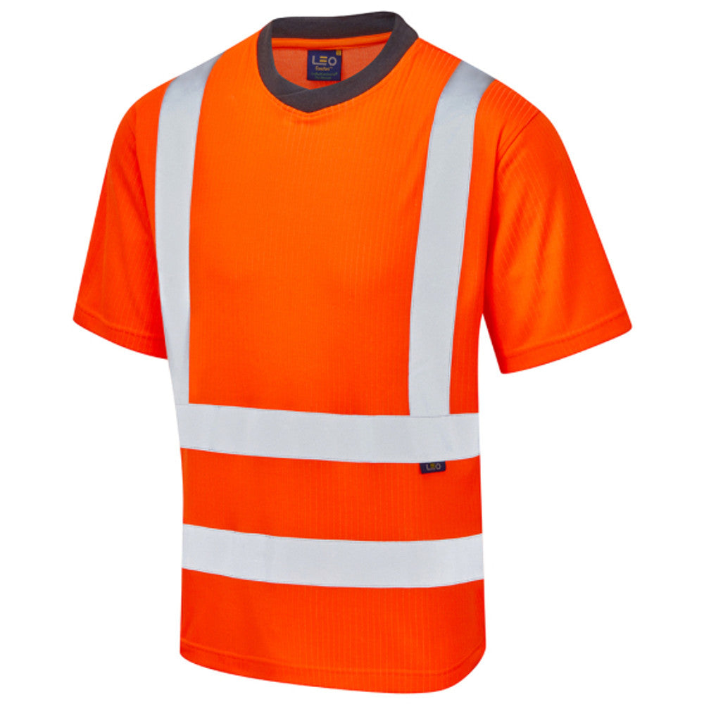Leo Workwear Newport Hi-Vis T-Shirt Orange or Yellow Class 2