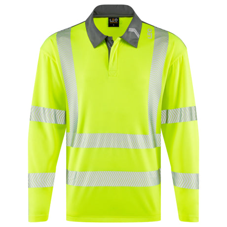 Leo Georgeham Long Sleeve Hi Vis Polo Shirt Class 3 COOLMAX Orange or Yellow