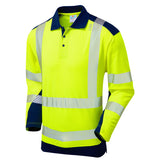 Leo Wringcliff Long Sleeve Hi Vis Polo Shirt ISO 20471 Class 2