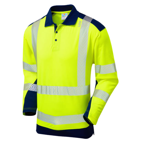 Leo Wringcliff Long Sleeve Hi Vis Polo Shirt ISO 20471 Class 2