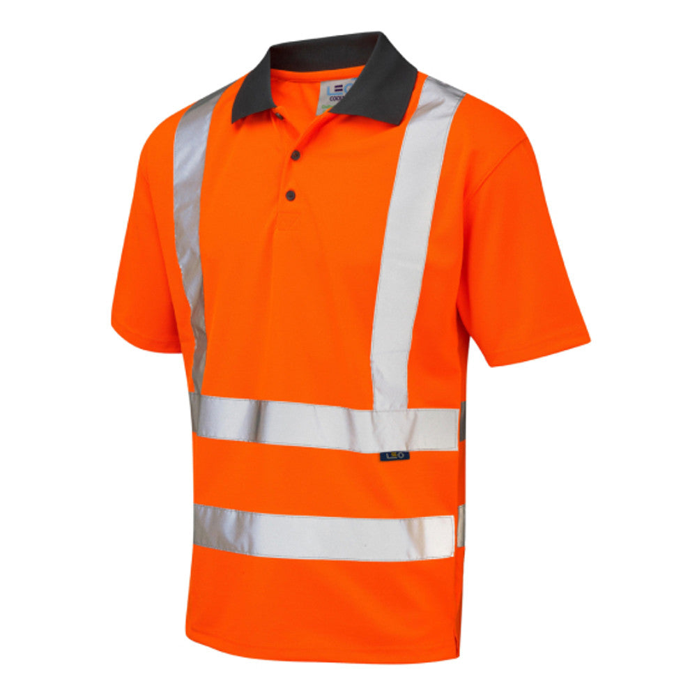 Leo Workwear Hi Vis Polo Shirt Orange or Yellow Class 2