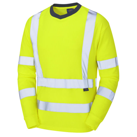 Leo Workwear Hi Vis Long Sleeve T-Shirt Class 3 Orange or Yellow