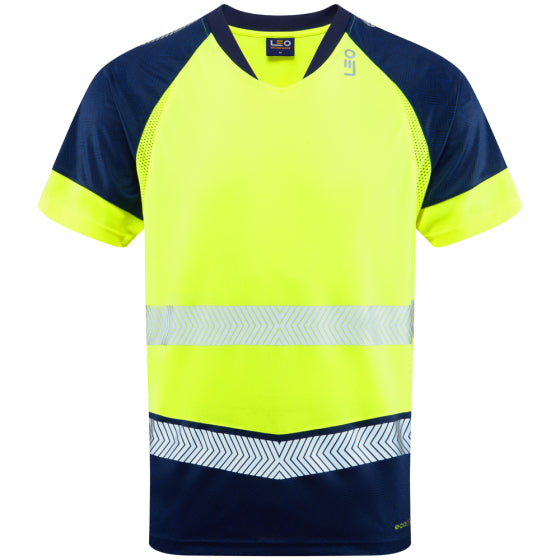 Leo Forda Hi-Vis T-Shirt EcoViz Class 1 Orange or Yellow Navy