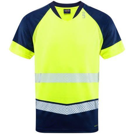Leo Forda Hi-Vis T-Shirt EcoViz Class 1 Orange or Yellow Navy