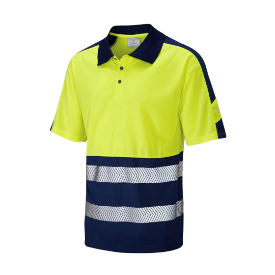 Leo Watersmeet Two Tone Hi Vis Polo Shirt EcoViz Recycled ISO 20471