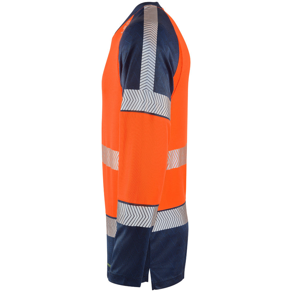 Leo Workwear Hi Vis Long Sleeve Base Layer Orange Navy