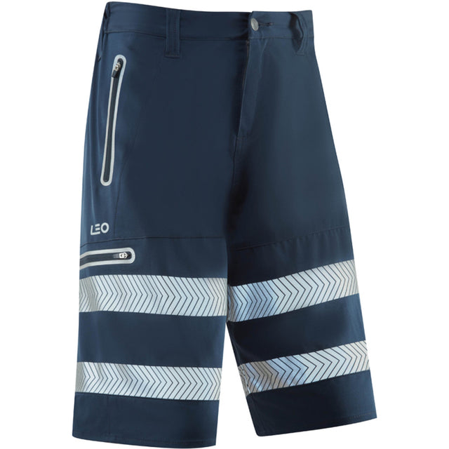 Leo Workwear Hi Vis Performance Shorts Navy EcoViz