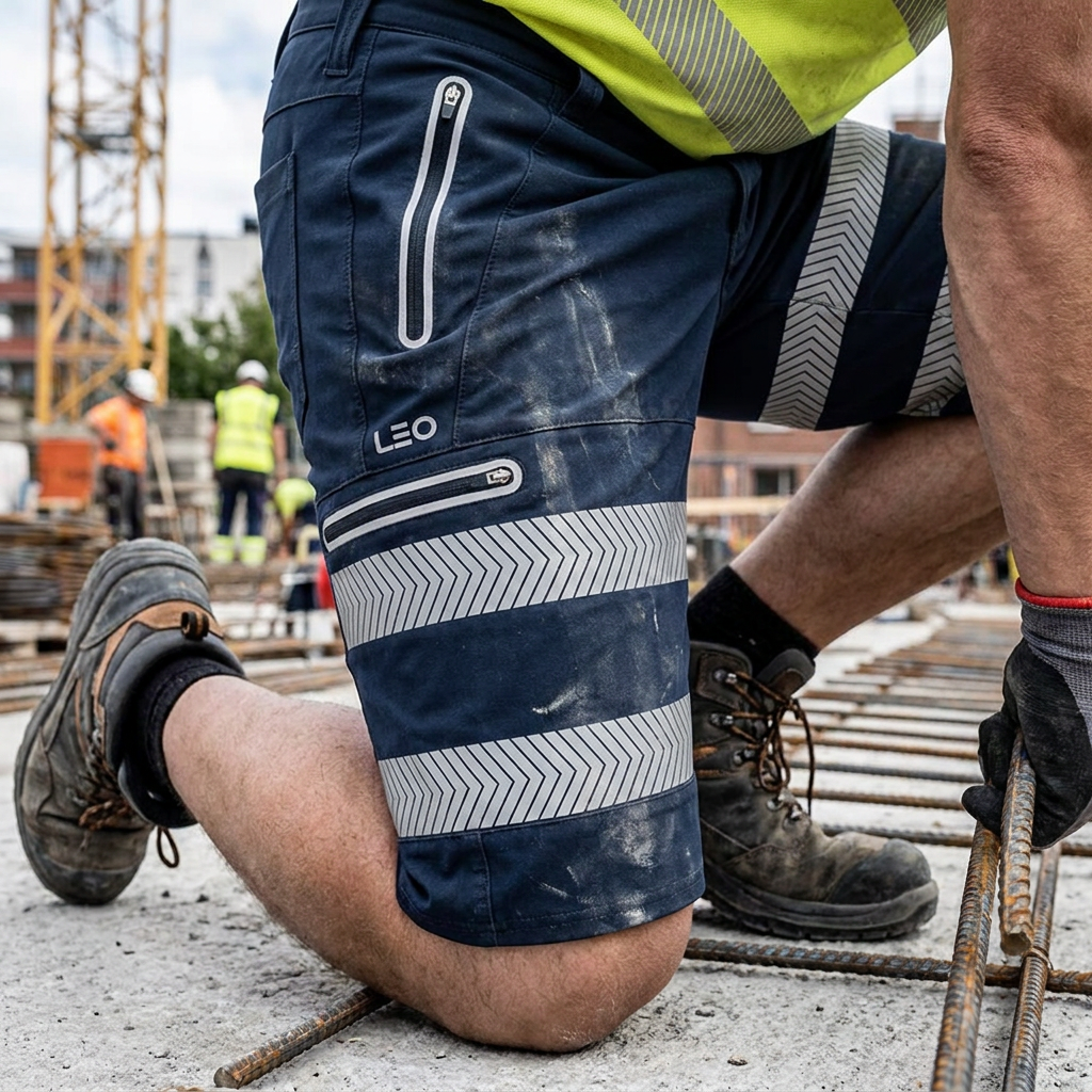 Leo Workwear Hi Vis Performance Shorts Navy EcoViz