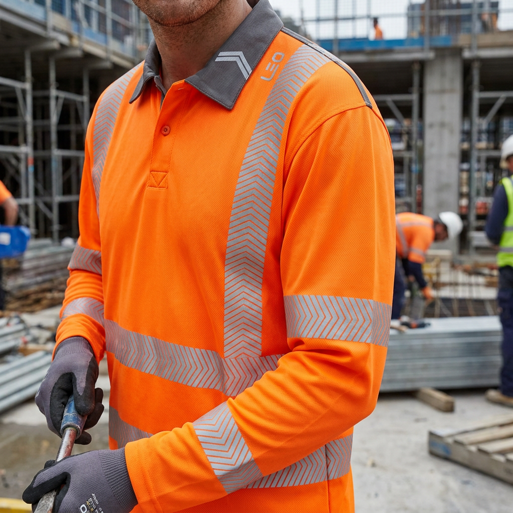 Leo Workwear Hi Vis Polo Shirt Class 3 COOLMAX Orange