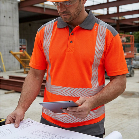 Leo Workwear Hi Vis Polo Shirt ISO 20471 Class 2 Red