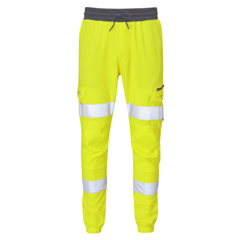 Leo Workwear Hi Vis Stretch Trousers Yellow ISO 20471