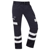 Leo Workwear Ilfracombe Cargo Trousers Navy Hi Vis