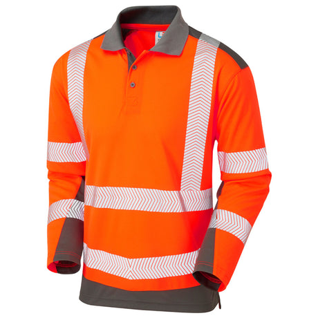 Leo Wringcliff Hi Vis Polo Shirt Class 2 EcoViz Recycled Orange Navy or Grey