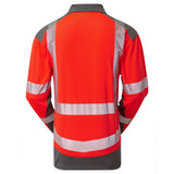 Leo Red Grey Long Sleeve Hi Vis Polo Shirt ISO 20471 Class 2