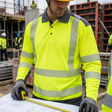 Leo Wringcliff Long Sleeve Hi Vis Polo Shirt ISO 20471 Class 2